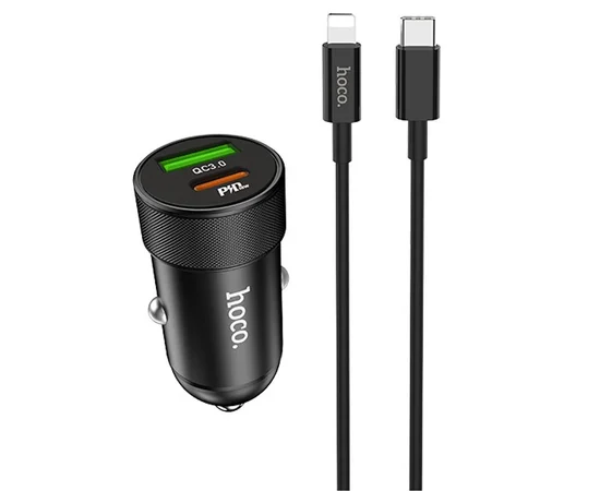 АЗУ Hoco Z32B PD+QC3.0 (1USB/18W/4.5A) + Type-C to lightning Черный