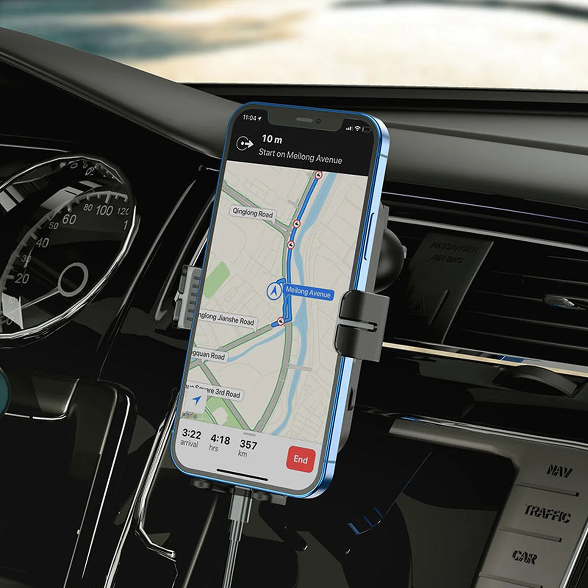 Автодержатель с БЗУ Hoco CA80 Черный