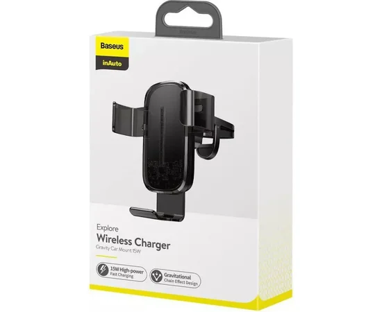 Автодержатель с БЗУ Baseus Explore Gravity Car Mount 15W Черный