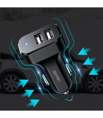 АЗП Usams C13 2.1A Dual USB + U35 Lightning cable (1m) Чорний