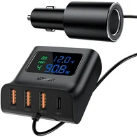 АЗУ Acefast B8 digital display car HUB charger Black