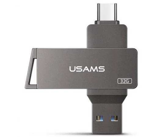 Флеш накопитель USAMS US-ZB199 Type-C+ USB3.0 Rotatable High Speed Flash Drive 32 Gb Iron-grey