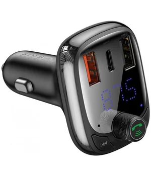 АЗУ FM модулятор Baseus T typed S-13 (PPS QC) 2USB + Type-C (CCTM) Чорний