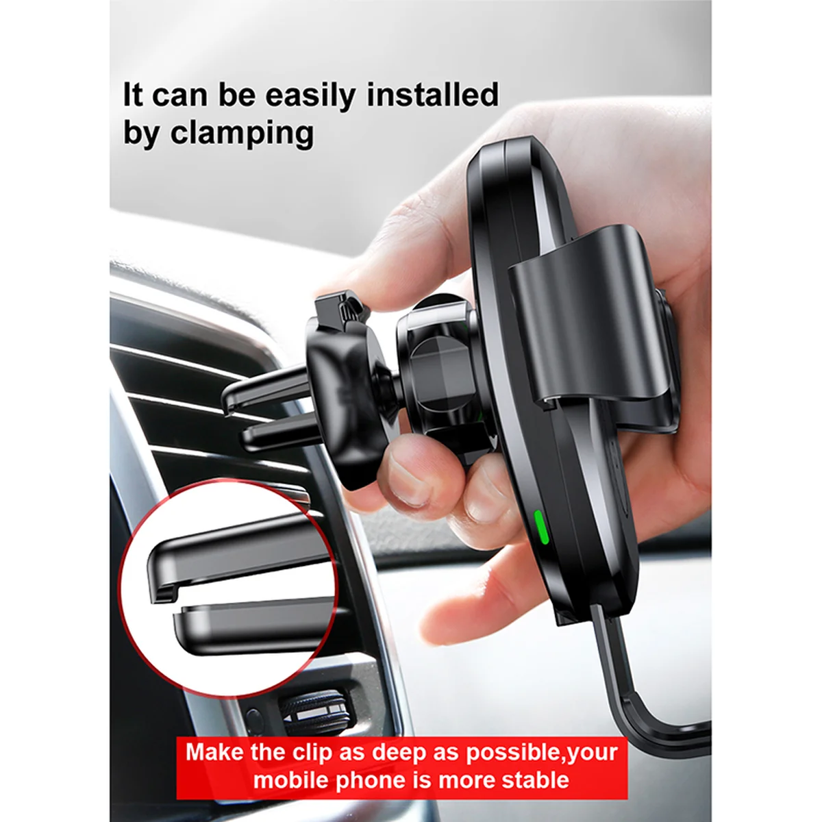 Автотримач із БЗУ Baseus Gravity Wireless Air Vent Чорний