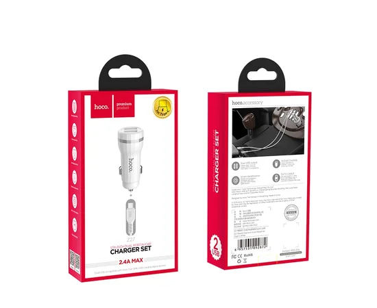 АЗУ Hoco Z27 Staunch (2USB 2.4A) (+кабель Type-C)