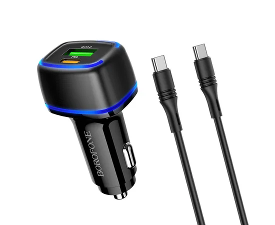 АЗУ Borofone BZ14A PD20W+QC3.0 (1Type-C/1USB/3A) + Type-C to Type-C Черный