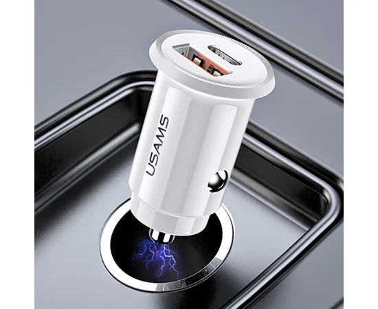 АЗУ USAMS US-CC086 C12 QC4.0+PD3.0 Fast Charging Car Charger Белый