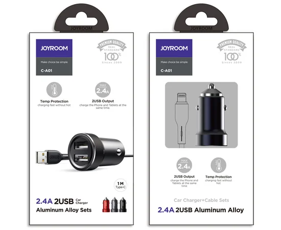 АЗУ Joyroom C-A01 (2 USB /2.4A) Черный