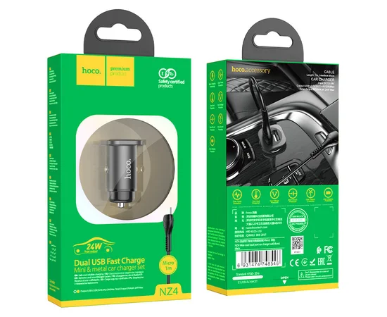 АЗУ Hoco NZ4 (2USB 2.4A) + MicroUSB Черный