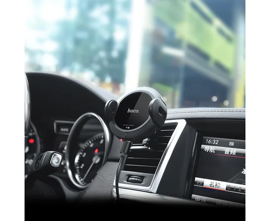 Автодержатель Hoco CA35 Plus с автозахватом и беспроводной зарядкой Черный
