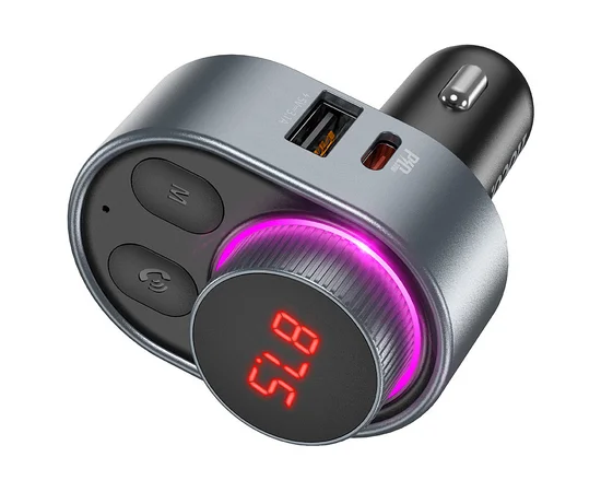 АЗУ FM модулятор HOCO E72 PD30W Серый