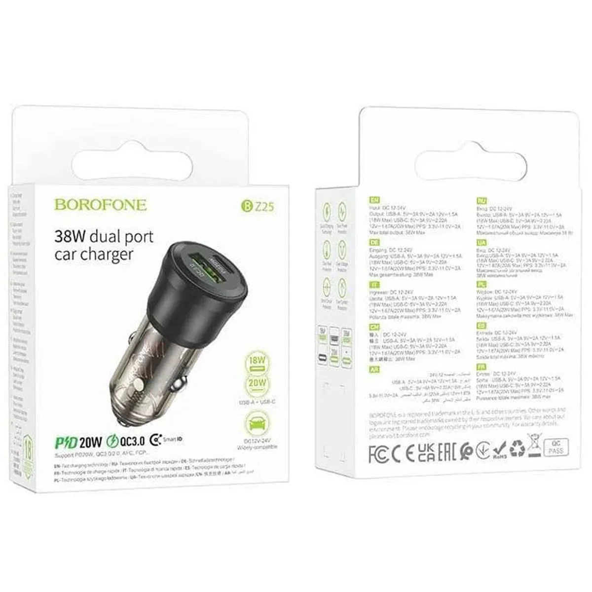 АЗУ Borofone BZ25 Journey PD38W (1C/1A) Transparent black