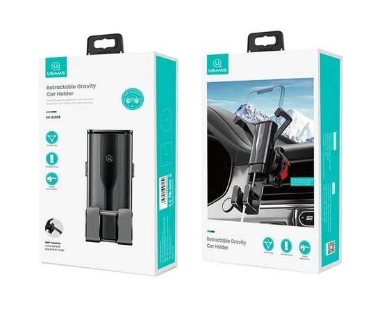 Автодержатель USAMS US-ZJ058 Retractable Gravity Car Holder Черный