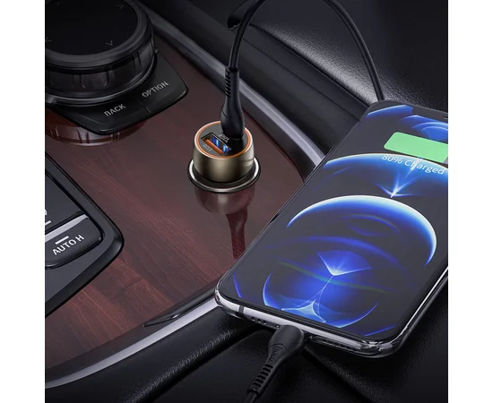 АЗУ Hoco Z46A Blue whale PD 20W + QC3.0 + Type-C to Lightning Metal gray