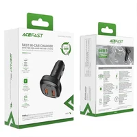 АЗУ Acefast B9 66W (2USB-A+USB-C) три port metal car charger Black
