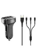 Комплект USAMS U35 3IN1 Charging Cable 1M +C13 2.1A Dual USB Car Charger Черный