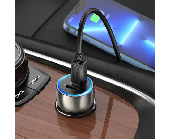 АЗУ Hoco Z48 Tough 40W (2Type-C) + Type-C to Lightning Metal gray