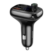 АЗУ FM модулятор Baseus T typed S-13 (PPS QC) 2USB + Type-C (CCTM) Чорний