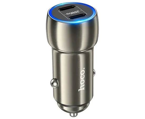 АЗУ Hoco Z48 Tough 40W (2Type-C) + Type-C to Type-C Metal gray