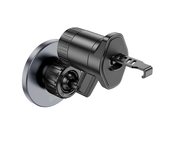 Автодержатель Hoco H23 Alma metal ring magnetic (air outlet) Black / Metal gray