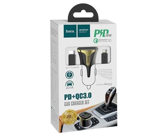 АЗУ Hoco Z31A PD+QC3.0 (1USB/3A) +Type-C to Lightning Черный