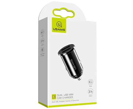 АЗП Usams US-CC055 C8 3.1A Dual USB Чорний