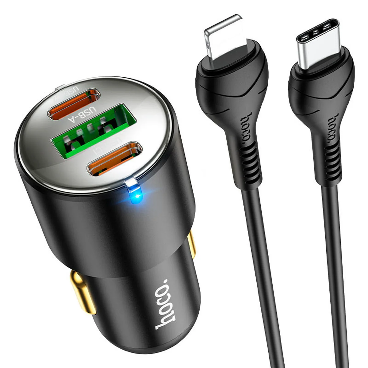АЗУ Hoco NZ6 PD45W (2Type-C/1USB) + Type-C to Lightning Black