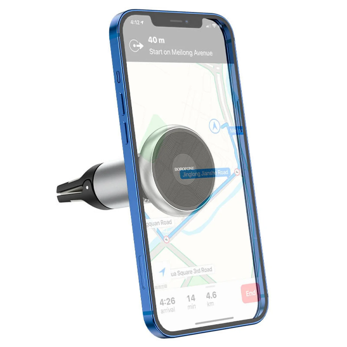 Автодержатель Borofone BH47 Cool move air outlet magnetic (extended version) Black / Silver