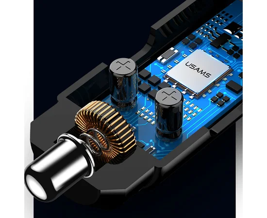 АЗУ USAMS US-CC115 C21 Bluetooth FM Tuner (2USB 3.4А) Черный