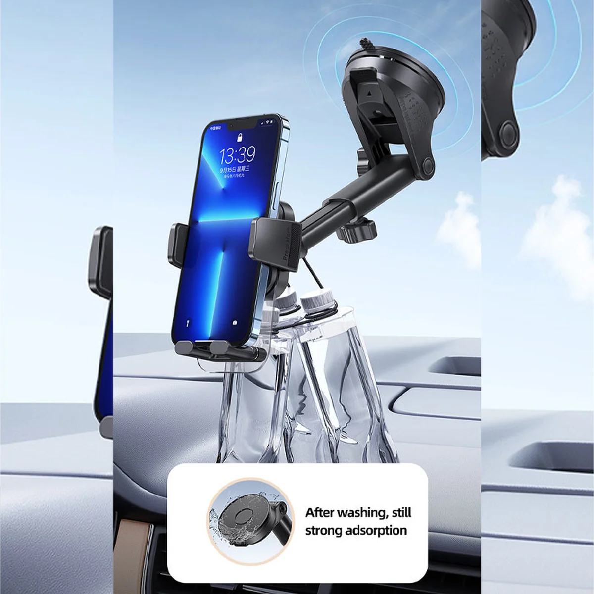 Автодержатель Usams US-ZJ072 Car Center Console Retractable Transparent Holder Black