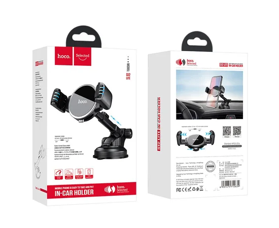 Автодержатель Hoco S12 Lite Черно - стальной