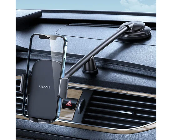 Автодержатель Usams US-ZJ065 Car Center Console Retractable Phone Holder (Adjustable Gooseneck) Black