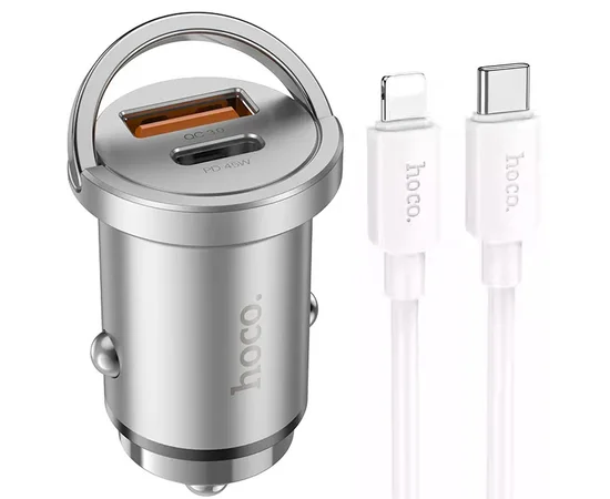 АЗУ Hoco NZ10 Handy PD45W+QC3.0 + Type-C to Lightning Silver