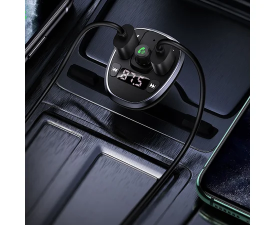 АЗУ USAMS US-CC115 C21 Bluetooth FM Tuner (2USB 3.4А) Черный