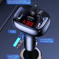 АЗУ Usams US-CC143 C25 50W 2A+C 3 Ports Digital Display Wireless FM Car Charger Черный