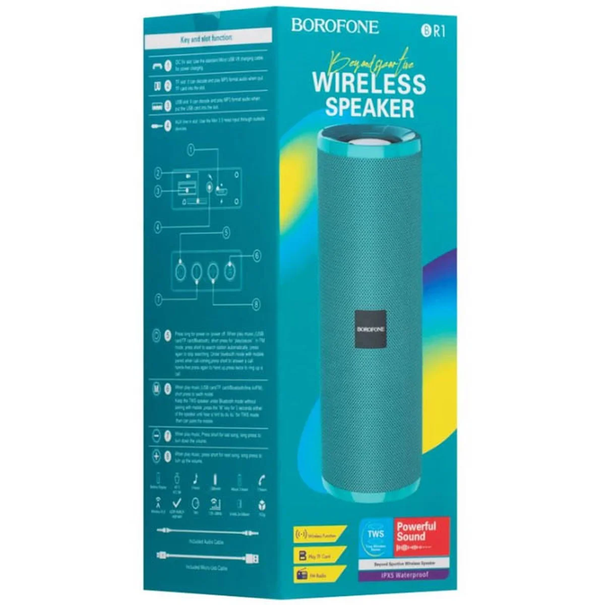 Bluetooth Колонка Borofone BR1 Бірюзовий