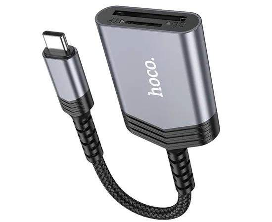 Картридер Hoco UA25 2in1 Type-C Metal gray