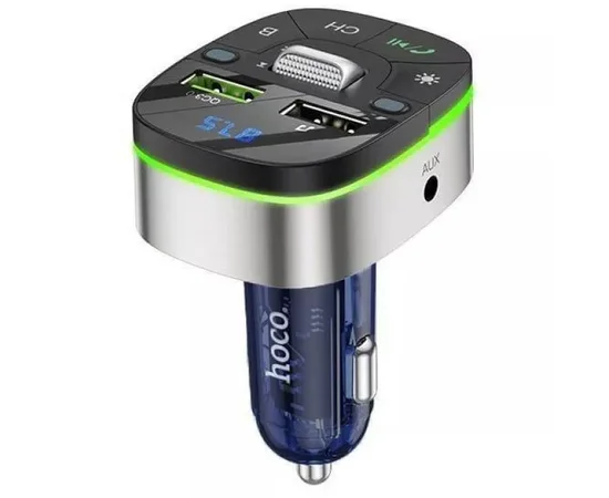 АЗУ FM модулятор Hoco E71 Crystal transparent QC3.0 Dark blue