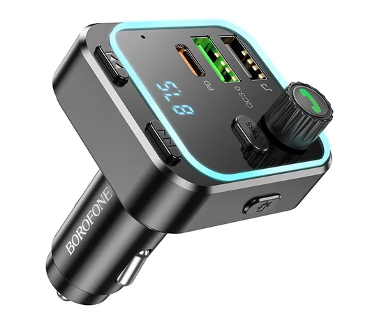 АЗУ FM модулятор Borofone BC53 Highway PD20W+QC3.0 Black