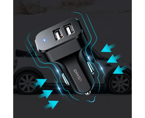 АЗУ USAMS US-CC087 C13 2.1A Dual USB Car Charger Черный