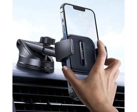 Автодержатель Usams US-ZJ072 Car Center Console Retractable Transparent Holder Black