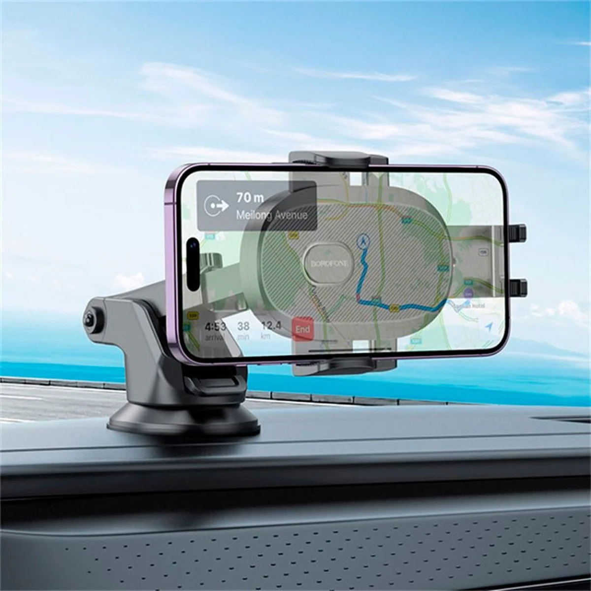 Автотримач Borofone BH93 Grand one-button (center console) Black