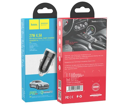 АЗУ Hoco Z32B PD+QC3.0 (1USB/27W/4.5A) Черный