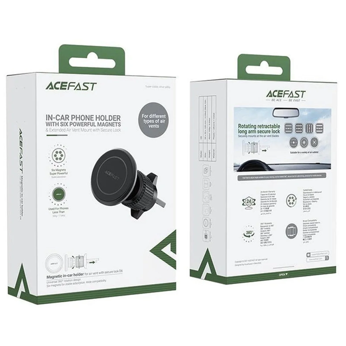 Автотримач Acefast D6 Air vent magnetic car holder Black