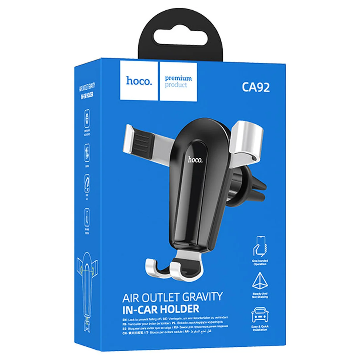 Автодержатель Hoco CA92 Черный / Серебряный