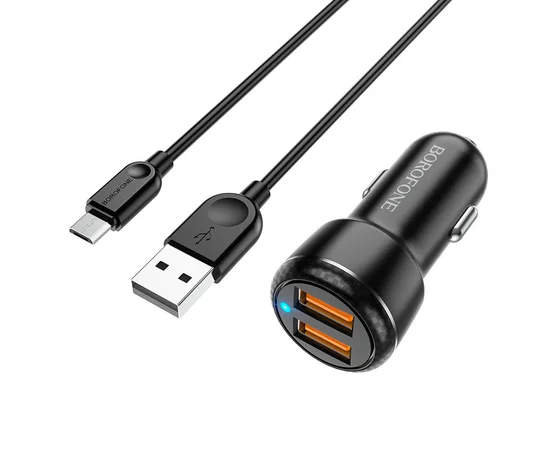 АЗУ Borofone BZ17 QC3.0 (2USB/3A) + MicroUSB Черный