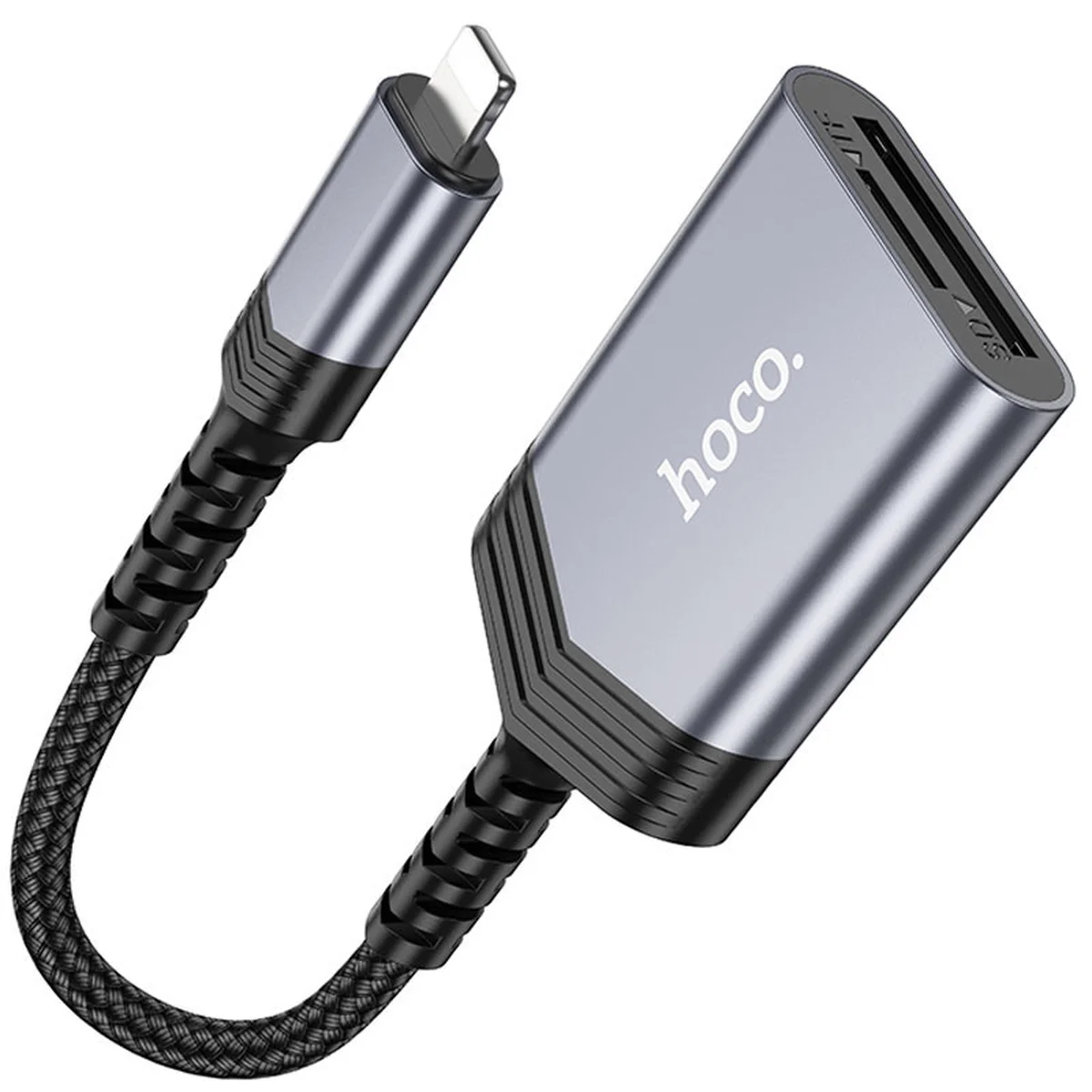 Картридер Hoco UA25 2in1 Lightning Metal gray