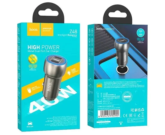 АЗУ Hoco Z48 Tough 40W (2Type-C) Metal gray