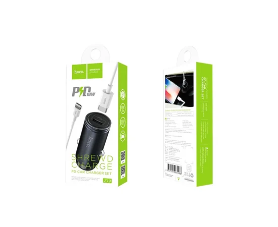 АЗУ Hoco Z19 PD/QC3.0 (1USB) + Type-C-lightning Черный