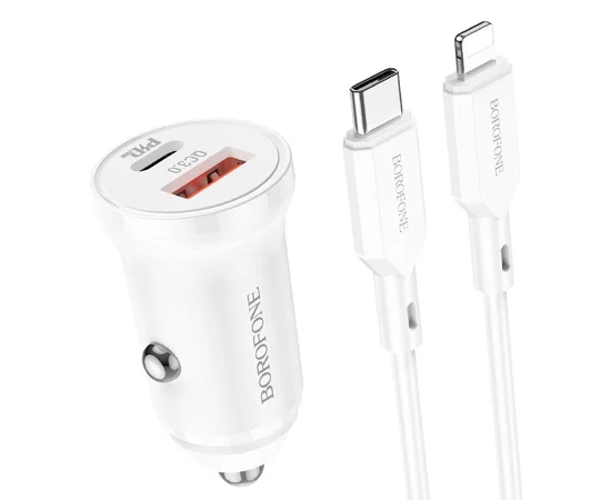 АЗУ Borofone BZ18A PD20W+QC3.0 + Type-C to Lightning Белый